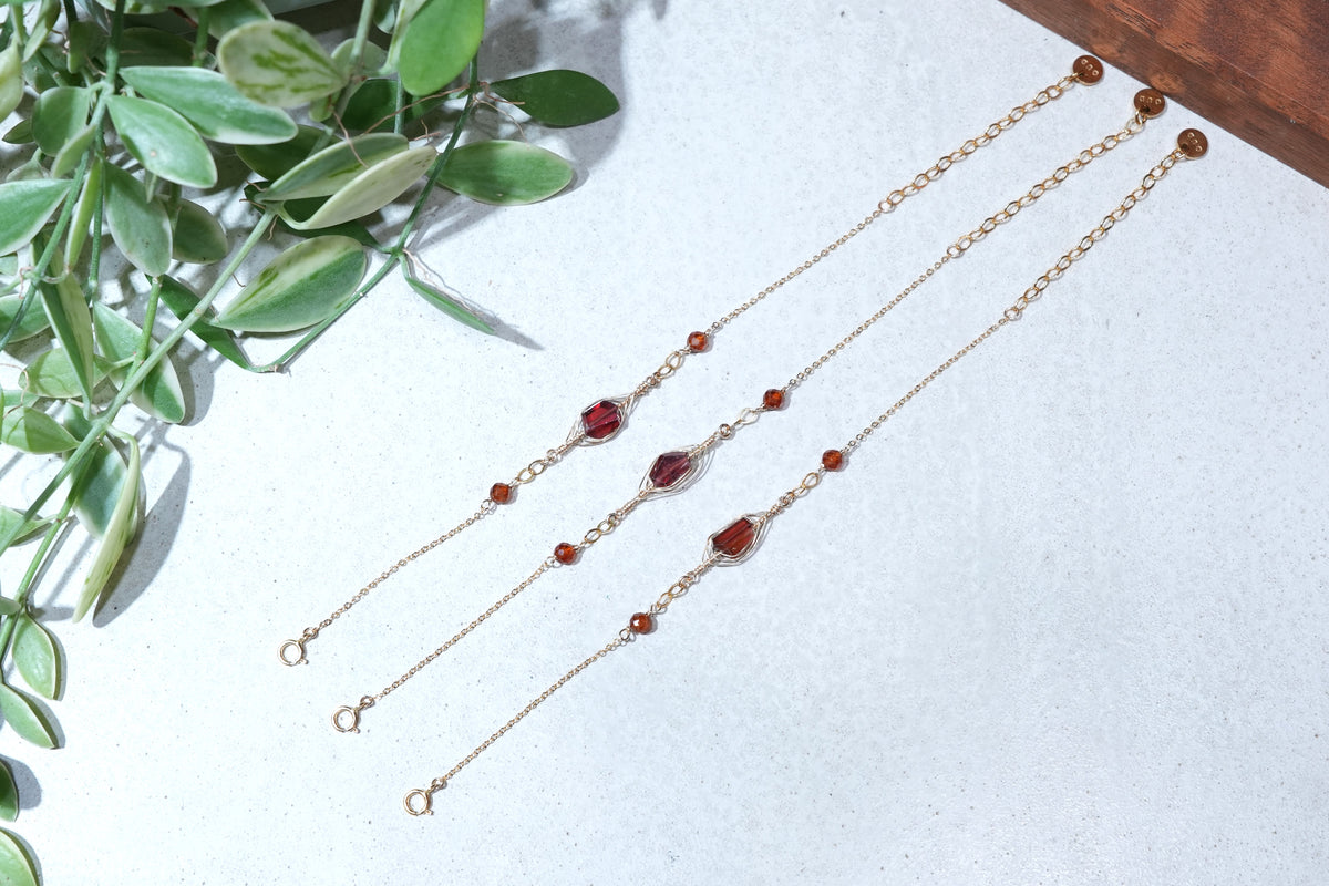 Natural Irregular Shape Garnet 14K Gold-filled Bracelet