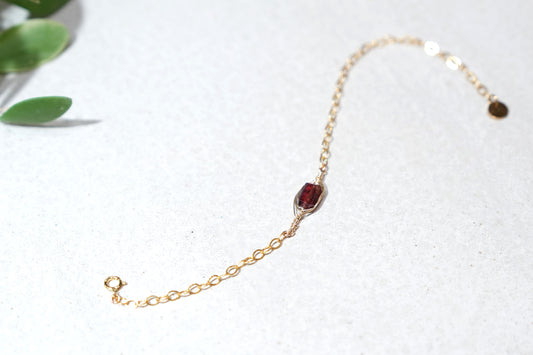 Natural Irregular Shape Garnet 14K Gold-filled Bracelet