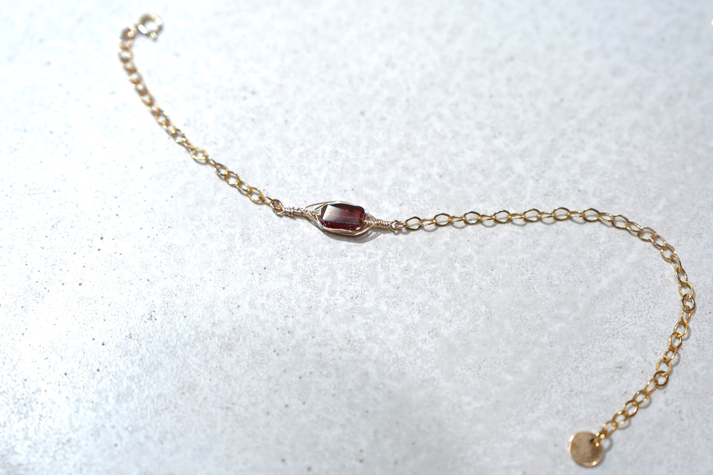 OUD原創.手工飾品.天然隨形印度紅石榴石.美國14K包金防敏感手鏈